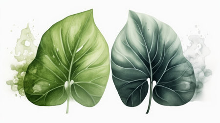 Watercolor illustration of Tropical leaves. Hand drawn watercolor illustration.の素材
