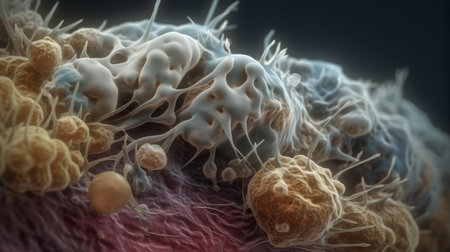 cancer cell or tumor illustration in high detail as a medical science backgroundの素材