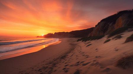 Sunset at the beach of Cabo da Roca, Portugalの素材