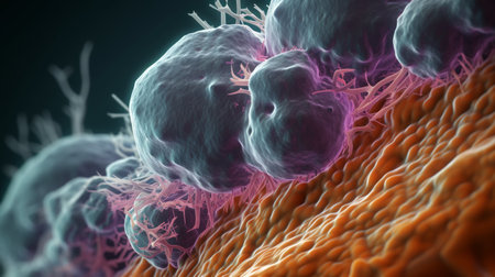 cancer cell or tumor illustration in high detail as a medical science backgroundの素材