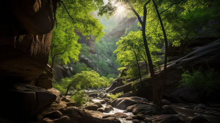 Sampanbok canyon in the morning,Thailand.の素材