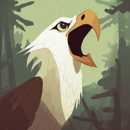 Eagle head on a green background. Vector illustration in retro styleの素材