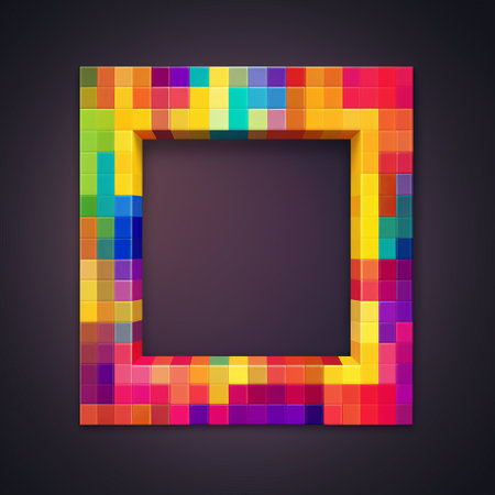 Colorful square frame on a dark background. Eps 10 vector file.の素材