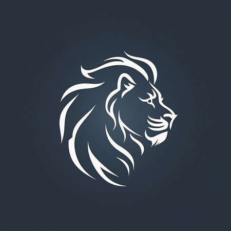 Lion head logo template vector icon illustration design isolated on dark backgroundの素材