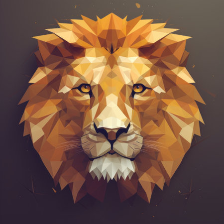 Lion head. Polygonal low poly style. Vector illustration.の素材