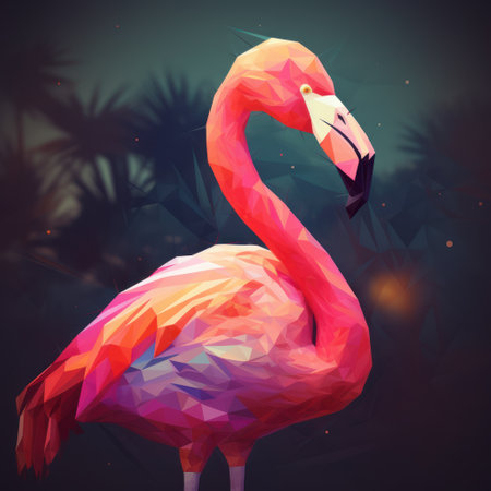 Flamingo in low poly style. Polygonal vector illustration.の素材