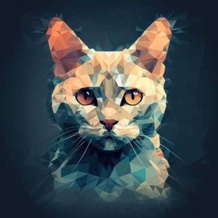 learn how to create a stunning low poly cat portrait in surreal style using vector illustration techniques. this tutorial will guide you through the process step by step. ai generatedの素材