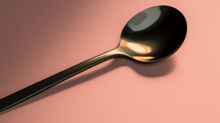 Spoon on a pink background. 3d render illustration of spoonの素材