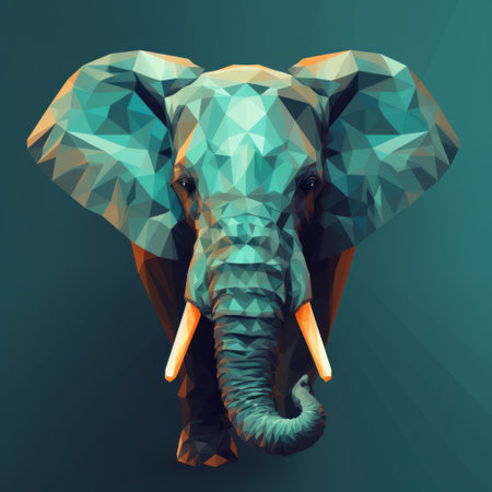 Low poly elephant portrait. Polygonal style. Vector illustration.の素材