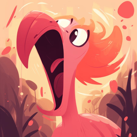 Funny cartoon monster. Vector illustration of a monster in the garden.の素材