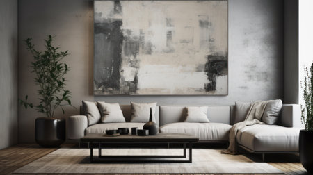 Modern living room interior design. 3d rendering mock up toned imageの素材