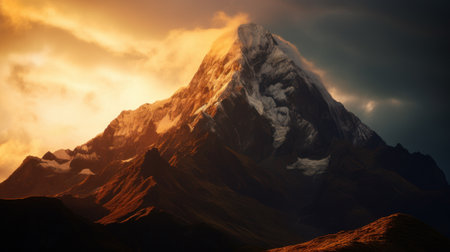 Matterhorn peak at sunset in Himalayas, Nepal.の素材