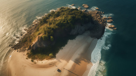 Aerial view of beautiful beach and tropical sea. Drone photography.の素材