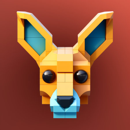 Kangaroo head in the form of a puzzle. 3d renderingの素材