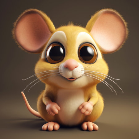 Cute little mouse with big eyes and big nose. 3D renderingの素材