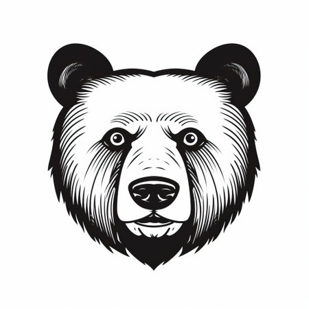 a simple black and white bear icon on a white background. this minimalist design is perfect for use in logos, websites, and other graphic design projects. ai generatedの素材