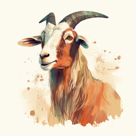 Goat portrait. Hand drawn vector illustration. Can be used as a greeting cardの素材