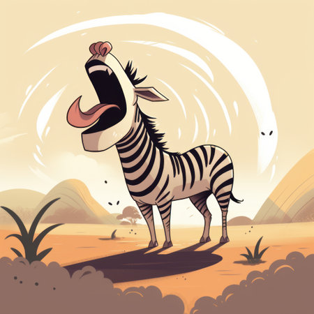 Zebra in the desert. Vector illustration of a cartoon zebra.の素材