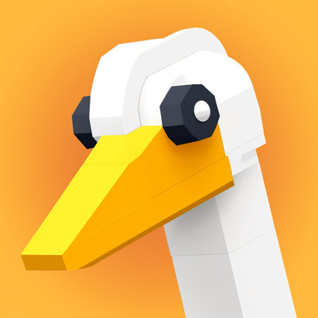 3d render of robotic arm with screw and nut on orange backgroundの素材