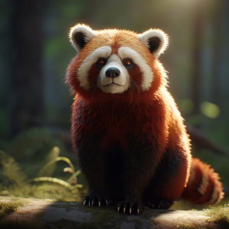 Red panda in the forest. Wildlife scene from nature. Red pandaの素材