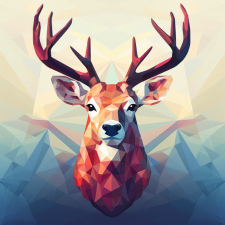 learn how to create a stunning low poly deer portrait using vector illustration techniques. this surreal style is perfect for adding a unique touch to your artwork. ai generatedの素材