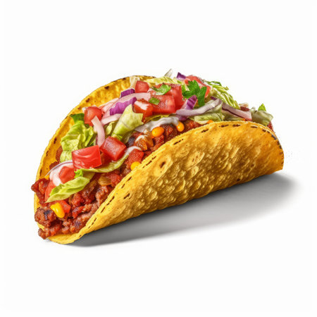 experience the simplicity of a taco de choclo in stunning hyperrealism photography by sony 8k. the isolated white background highlights the beauty of this traditional dish. ai generatedの素材