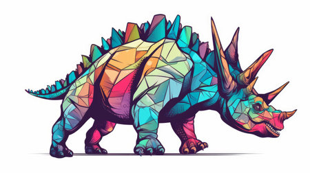 this coloring book page features a triceratops on a white background. perfect for kids and dinosaur enthusiasts!, ai generatedの素材