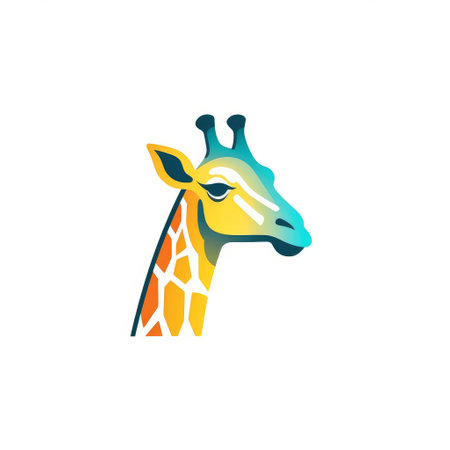 this logo features a sideview of a giraffe looking down, designed in a minimalistic 2d vector icon style. ai generatedの素材