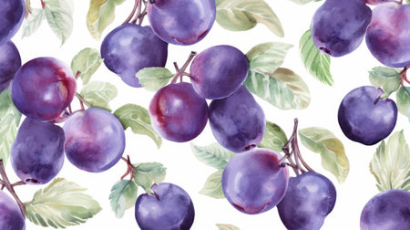 this design features a beautiful plum pattern created in a watercolour style. the soft, flowing lines and vibrant colours make it perfect for use in a variety of projects, from textiles to stationery. ai generatedの素材