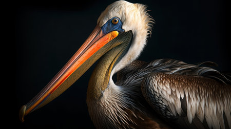a stunning photo of a pelican, captured with a 50mm lens, perfect for use as a passport photo. ai generatedの素材