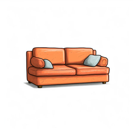this is a 2d illustration of a couch with a minimalist design, set against a white background. the simple lines and lack of detail give it a clean and modern look. ai generatedの素材