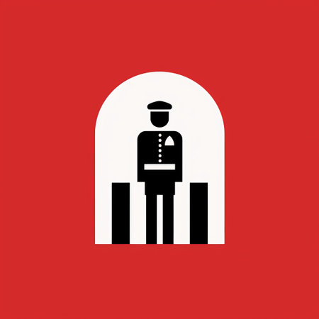 this pictogram depicts a security guard in the isotype style of gerd arntz, a renowned graphic designer. the isotype style is known for its use of simple, easily recognizable symbols to convey complex information. ai generatedの素材