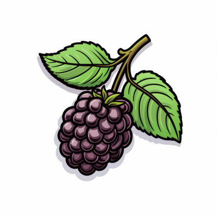 this is a simple marker drawing of a blackberry in flat 2d vector format. the drawing is in line art style and has a white background. the file is available in svg cut format. ai generatedの素材