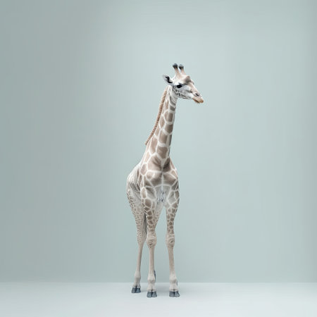 experience the beauty of japanese minimalism through stunning photographs of a cute giraffe. shot in 32k resolution, these images capture the essence of simplicity and elegance. ai generatedの素材