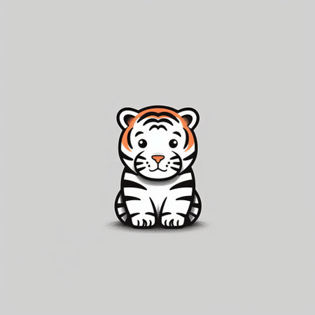 enjoy this simple and cute tiger doodle, perfect for any animal lover. the minimalist design makes it easy to use in a variety of projects. ai generatedの素材