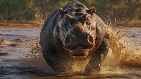 experience the thrill of watching a hippopotamus running in stunning ultra hd quality with hdr and 8k resolution. captured with the latest canon eos r3 camera, this footage is ultra sharp and detailed, giving you a front-row seat to the action. ai generatedの素材