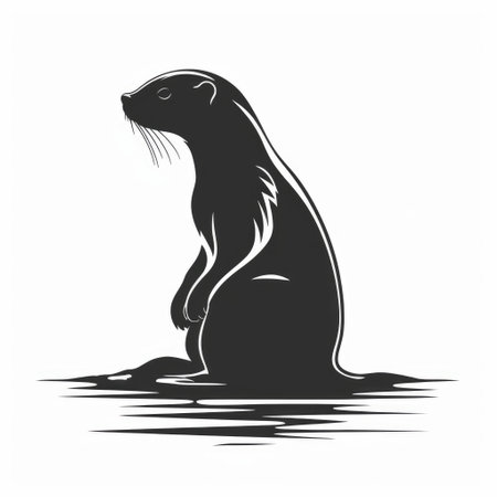 design a set of otter logo silhouettes from the side view with a white background. perfect for branding, merchandise, and more. ai generatedの素材