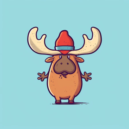 enjoy this adorable vector art of an m-shaped blob wearing a hat with moose horns. perfect for any animal lover or fan of cute illustrations. ai generatedの素材