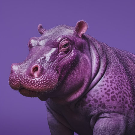 discover the rare and fascinating hippopotamus with a unique purple coloration. learn about its habitat, diet, and behavior in the wild. ai generatedの素材