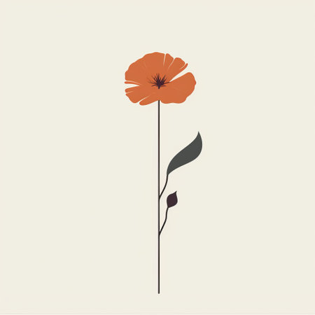 this is a 2d illustration of a flower with a minimalist design, set against a white background. the simplicity of the design allows the beauty of the flower to shine through. ai generatedの素材