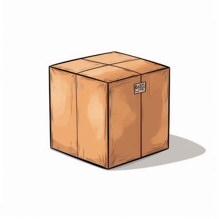 a simple 2d illustration of a box on a white background, with a minimalist design approach. ai generatedの素材