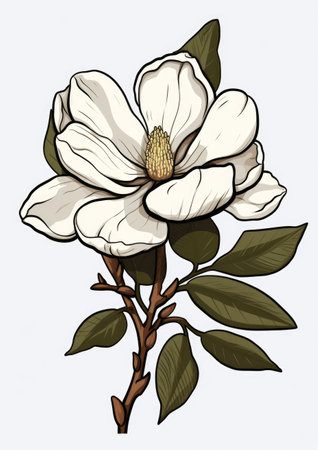 this vector magnolia icon is perfect for use in various design projects. the white background makes it easy to incorporate into any color scheme. ai generatedの素材