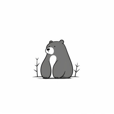 check out this simple and cute bear doodle, perfect for any minimalist art lover. the line art style adds a unique touch to this cartoon drawing. ai generatedの素材