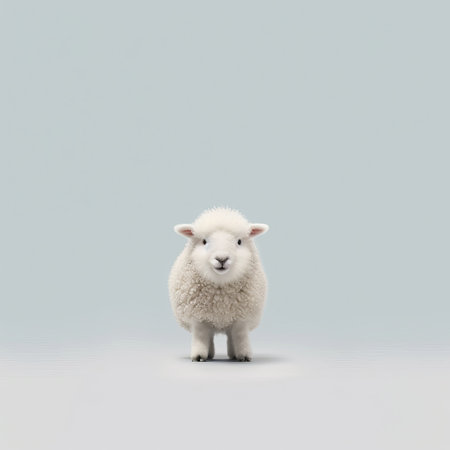 experience the beauty of japanese minimalism with this stunning 32k photograph of an adorable sheep. the simplicity of the composition highlights the natural elegance of the subject. ai generatedの素材