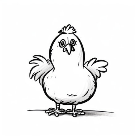 check out this simple and cute line art of a chicken in cartoon style. perfect for any project or design!, ai generatedの素材