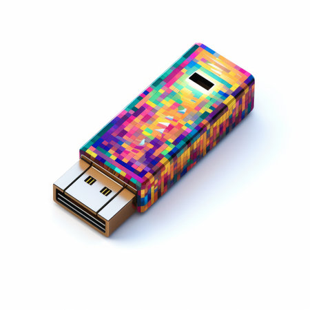 this stock illustration features a pixelated design of a flash drive icon on a white background. the simplistic design is perfect for use in digital projects and presentations. ai generatedの素材