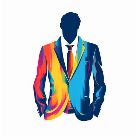 this vector graphic features a simple and colorful suit design with contour lines, perfect for minimalist branding or fashion projects. the design is isolated on a white background for easy use. ai generatedの素材