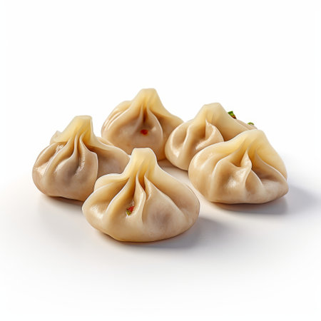 experience the simplicity and beauty of dumplings de choclo through sony 8k hyperrealism photography. the isolated white background highlights the intricate details of the dish. ai generatedの素材