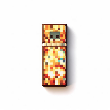 this stock illustration features a pixelated design of a flash drive icon against a white background. the simplistic design makes it perfect for use in digital projects. ai generatedの素材