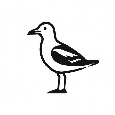this is a simple yet elegant seagull icon in black and white, set against a white background. the icon is perfect for use in a variety of design projects, including websites, apps, and print materials. ai generatedの素材